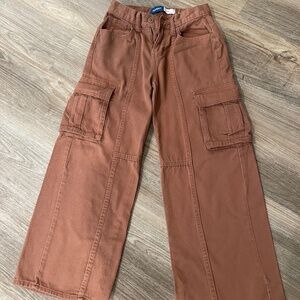 Girls Brown Cargo Pants